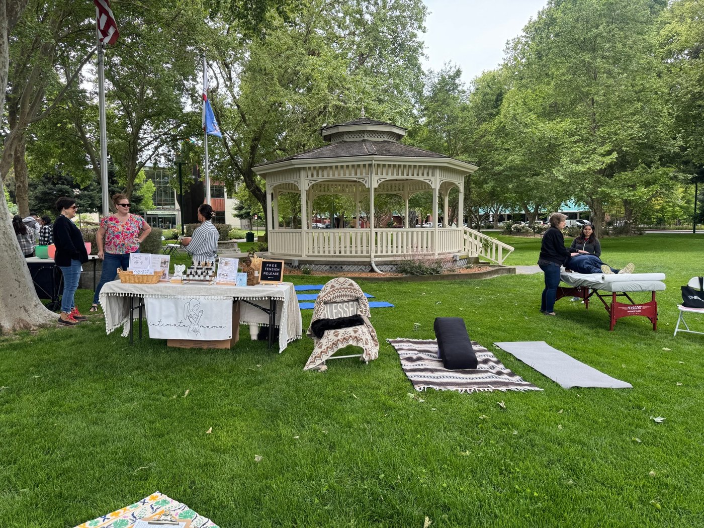 La Concordia wellness event set up in the park gazebo
