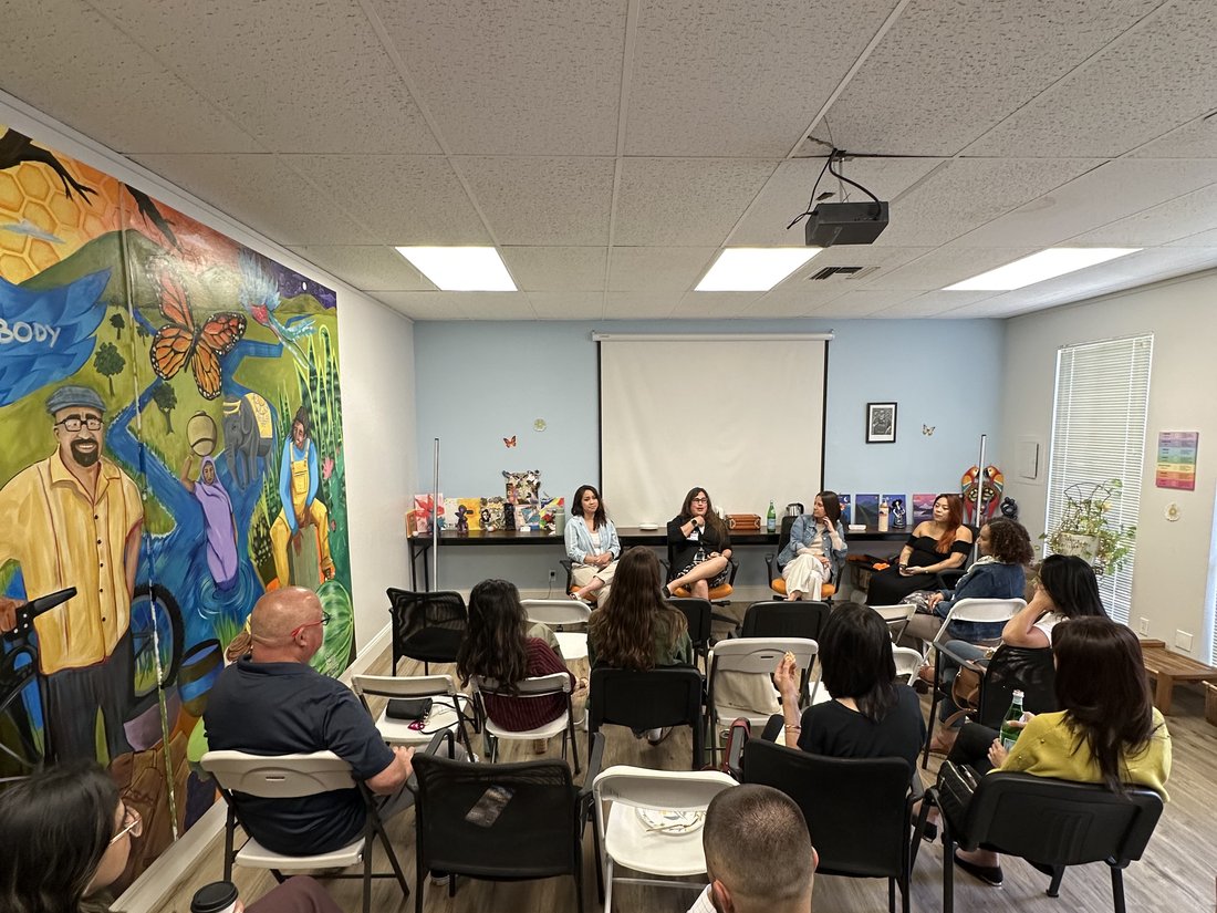 A community panel discussion in the La Concordia wellness room