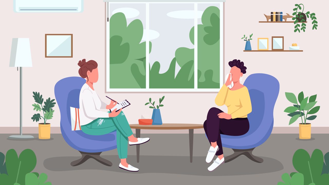 An illustration of a therapy session