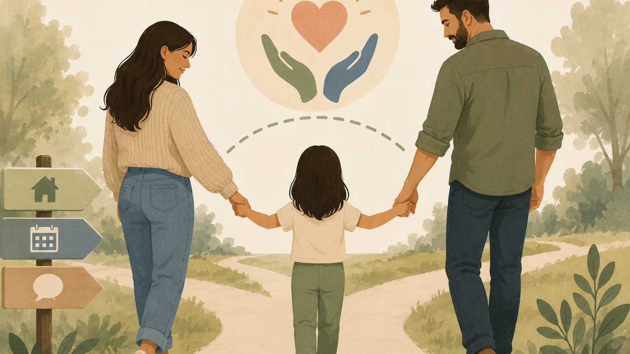 Two parents and a child holding hands