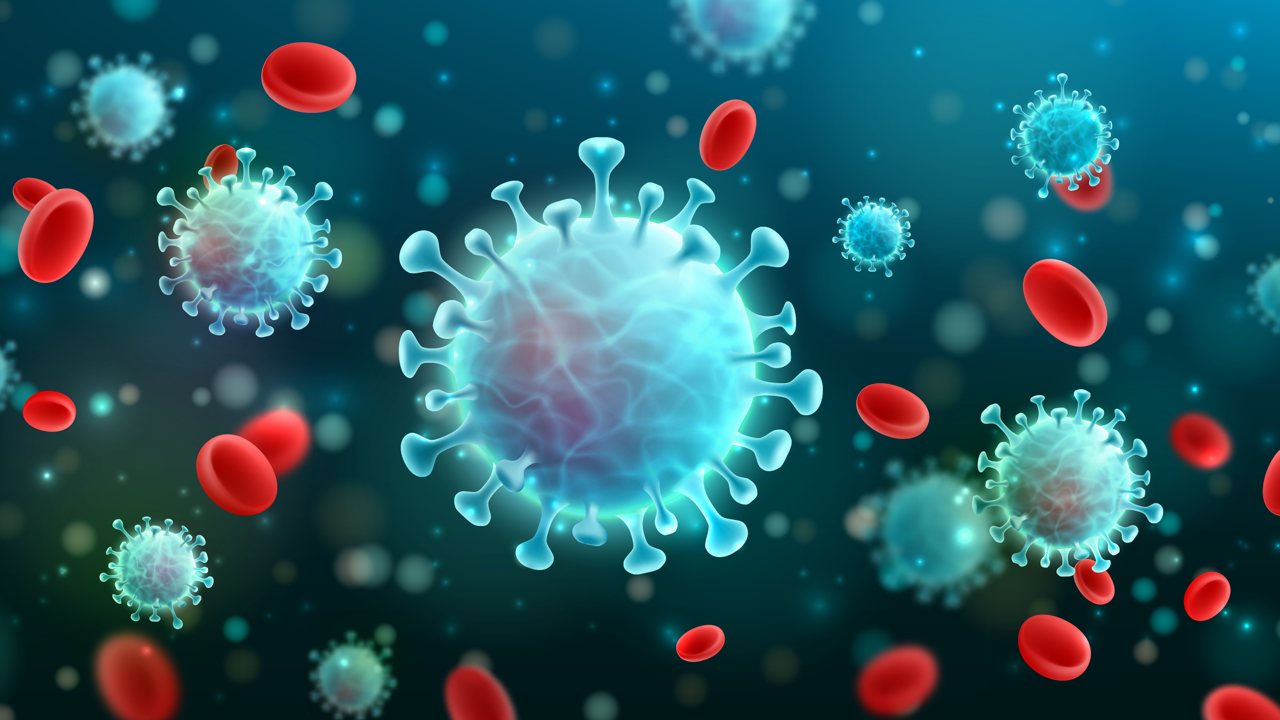 An illustration of the COVID-19 virus