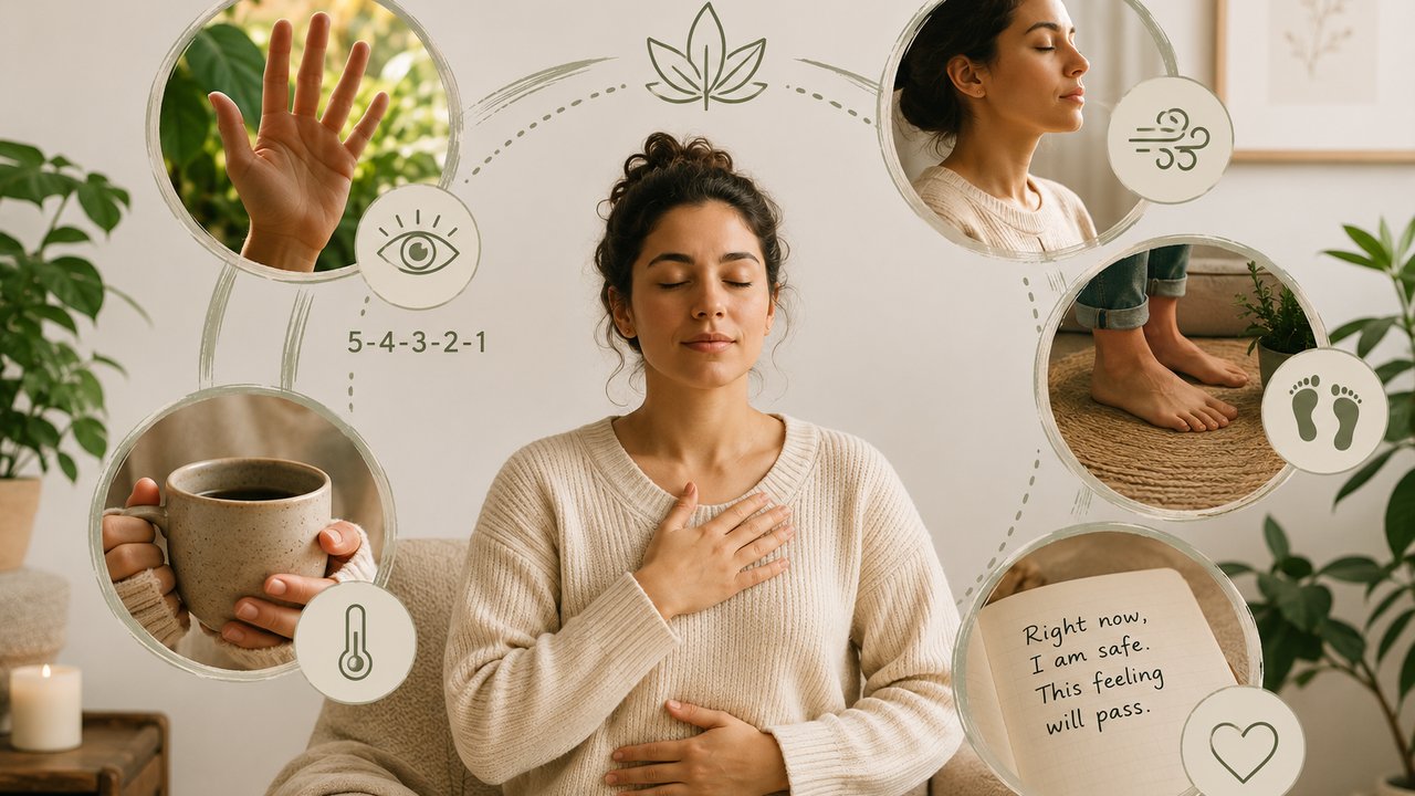 A person practicing grounding and breathing